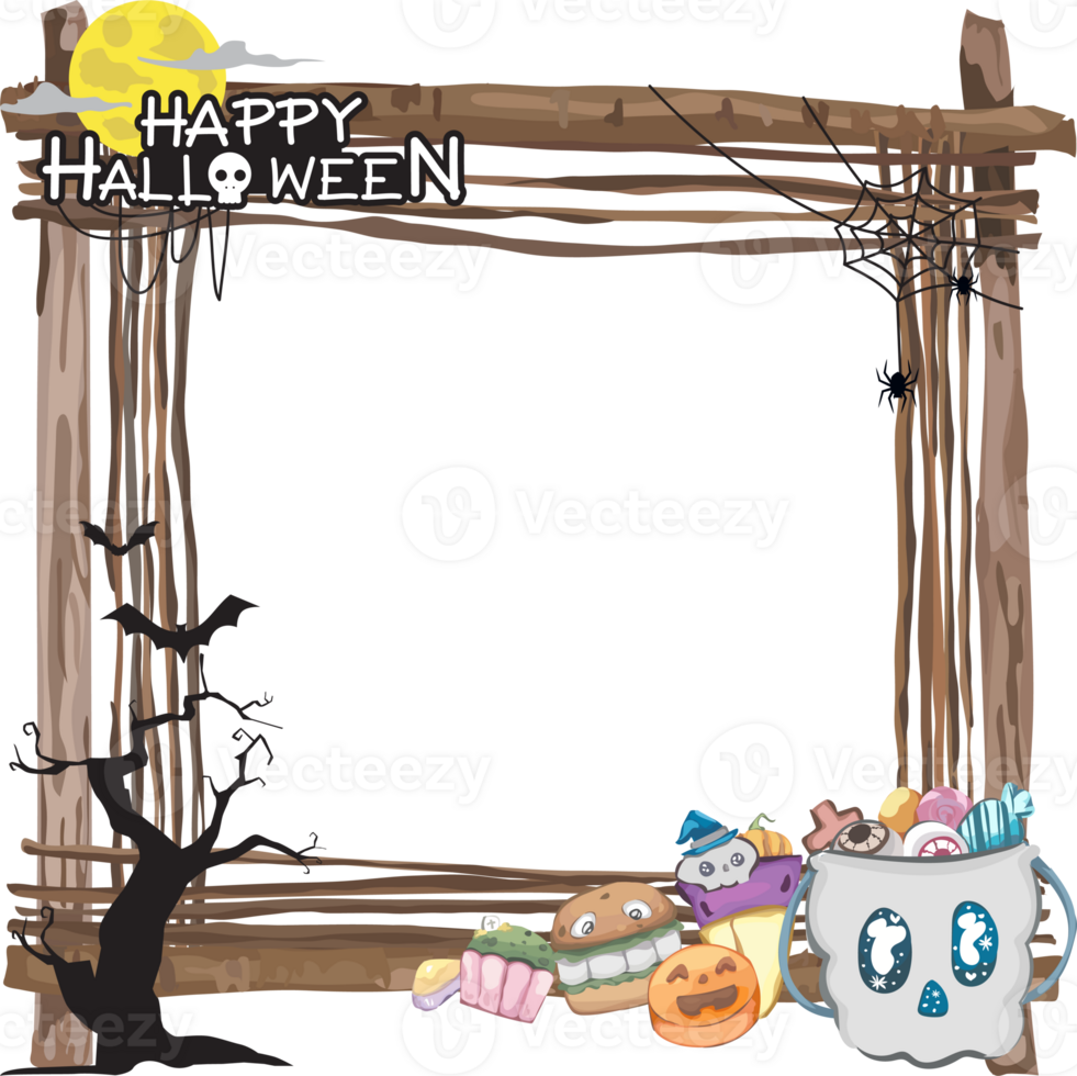 Halloween scary frame on transparent background. png
