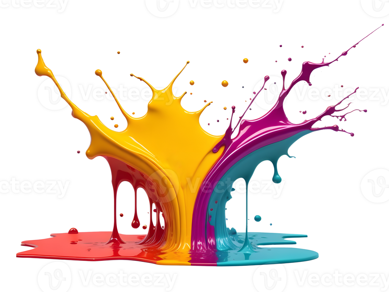 explosion colorful splash color splatter stain brush strokes on transparent. AI Generated png