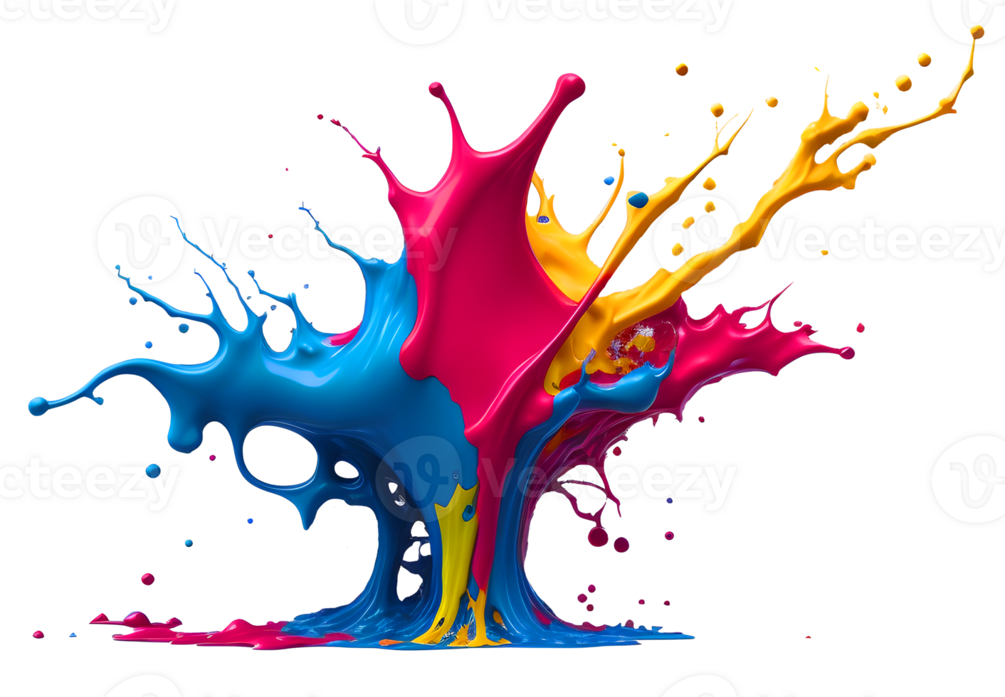 explosion colorful splash color splatter stain brush strokes on transparent. AI Generated png