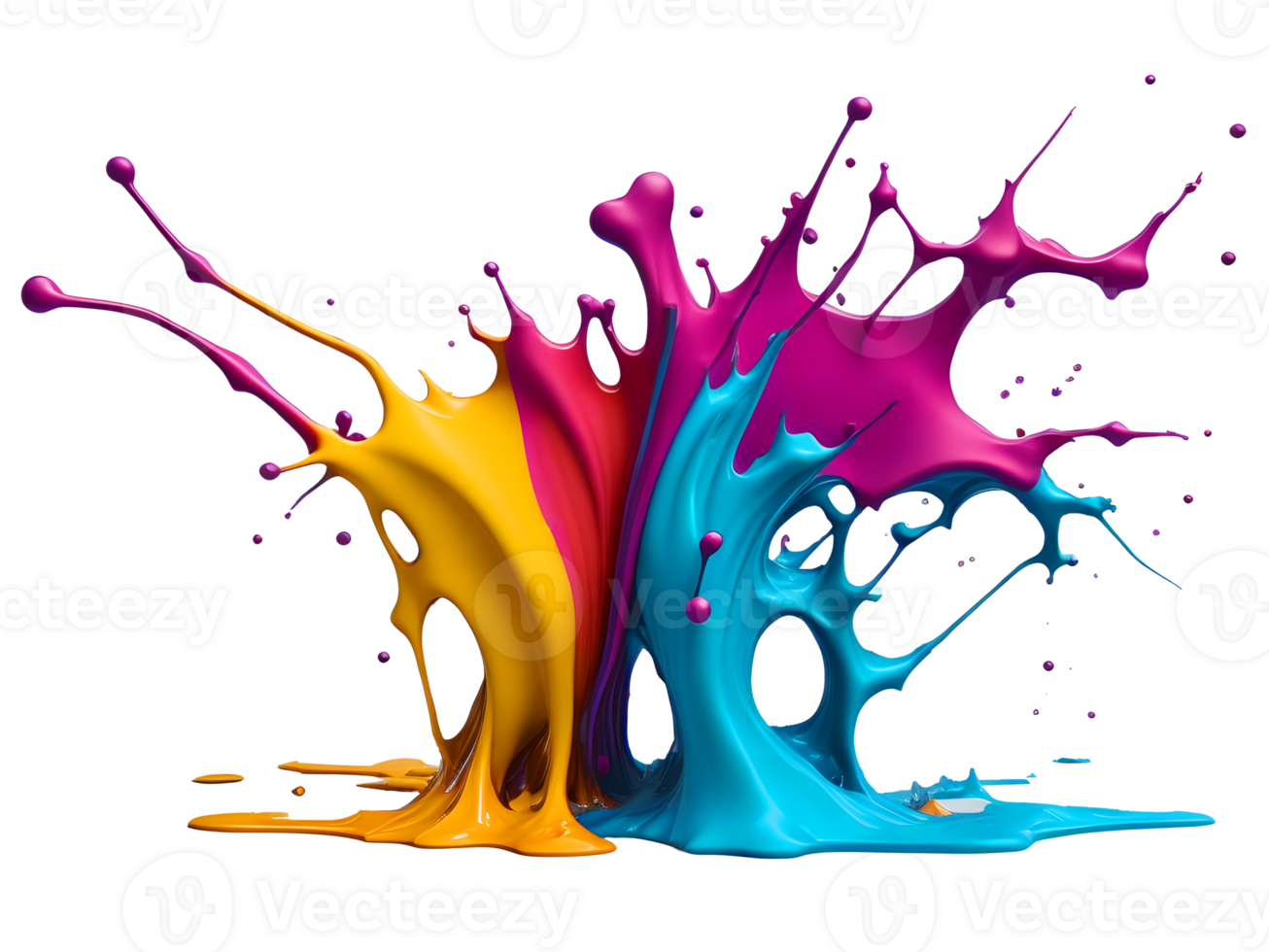 explosion colorful splash color splatter stain brush strokes on transparent. AI Generated png