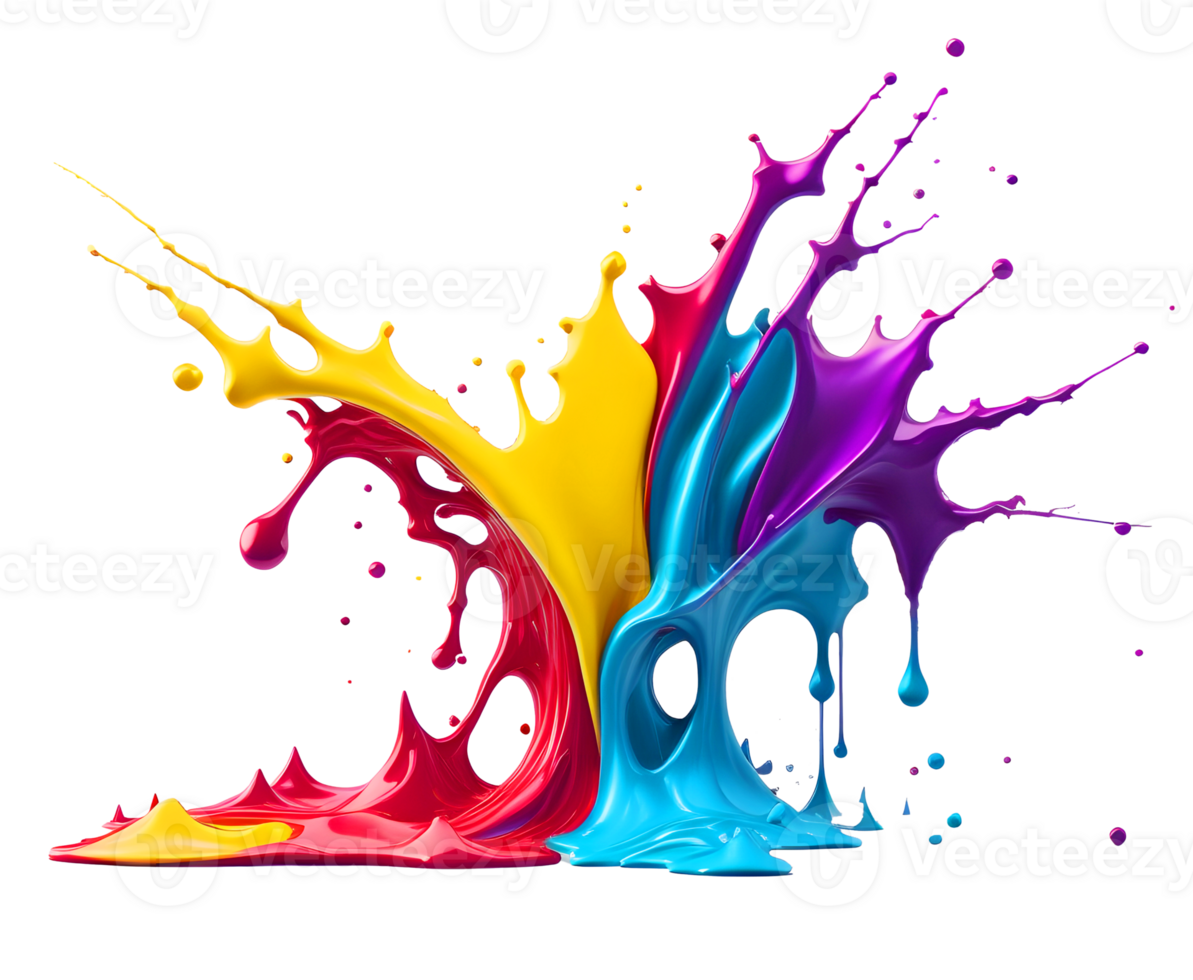 explosion colorful splash color splatter stain brush strokes on transparent. AI Generated png
