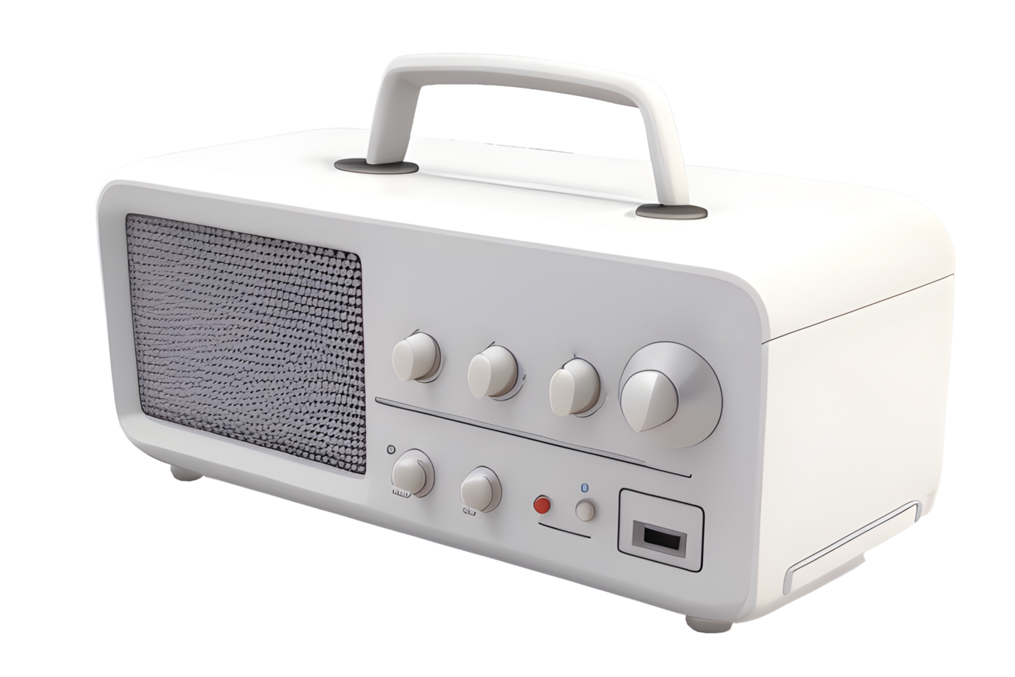 Vintage antique retro old white radio on transparent. AI Generated png