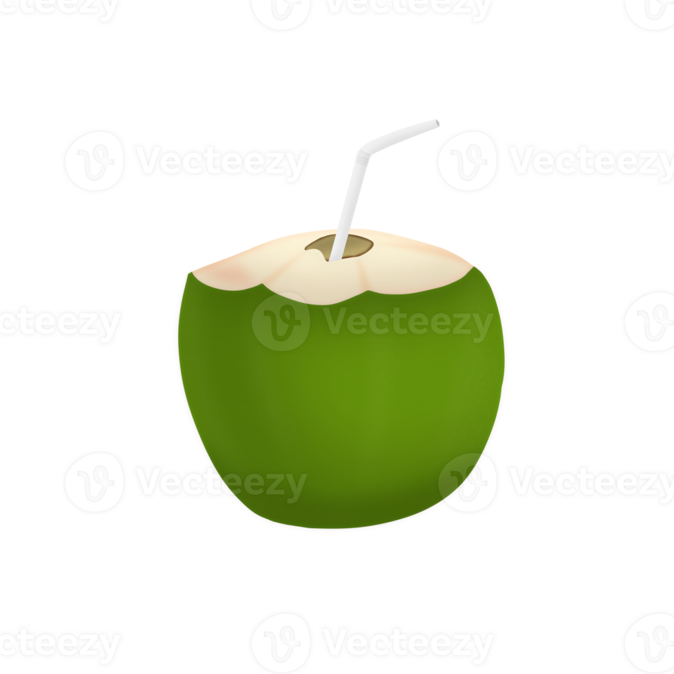 Coconut with straw png