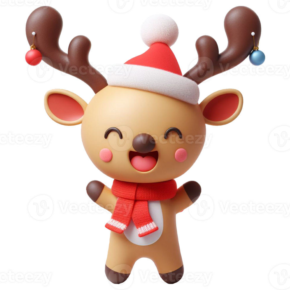 Happy reindeer in Christmas season AI generative png