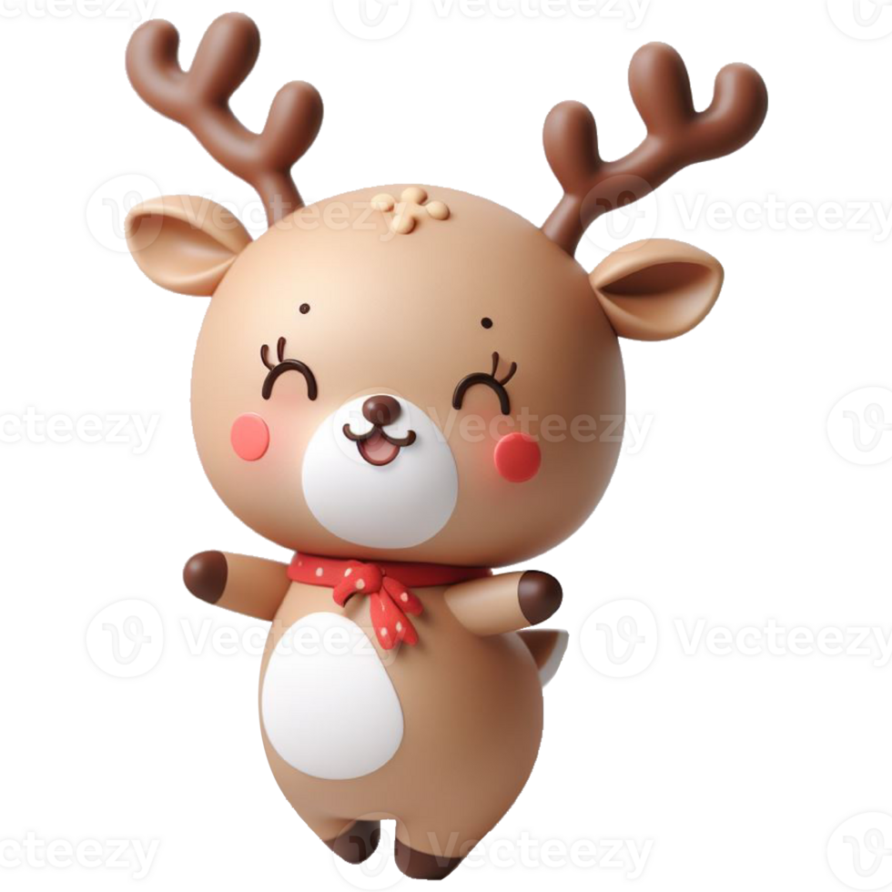 Happy reindeer in Christmas season AI generative png