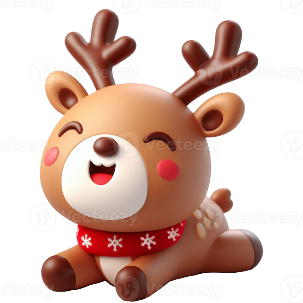 Happy reindeer in Christmas season AI generative png