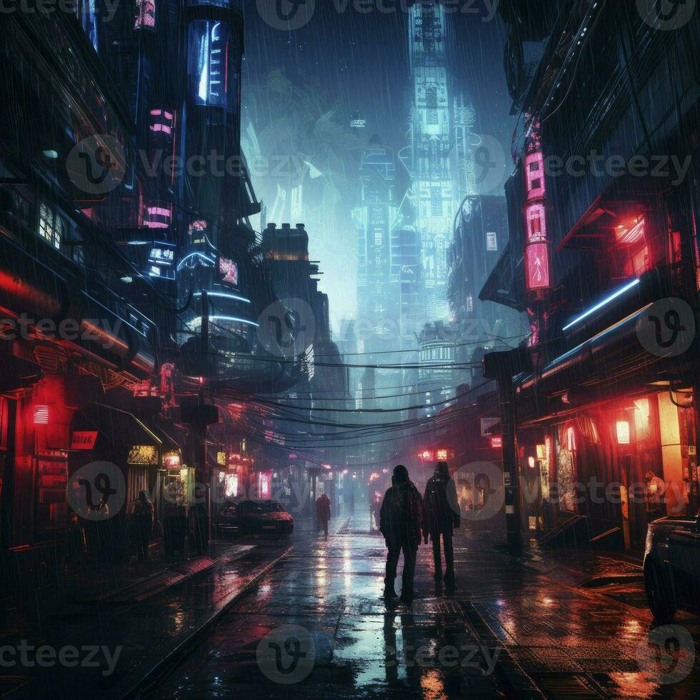 Premium AI Image  Cyberpunk city abstract illustration futuristic city  dystoptic artwork at night 4k wallpaper