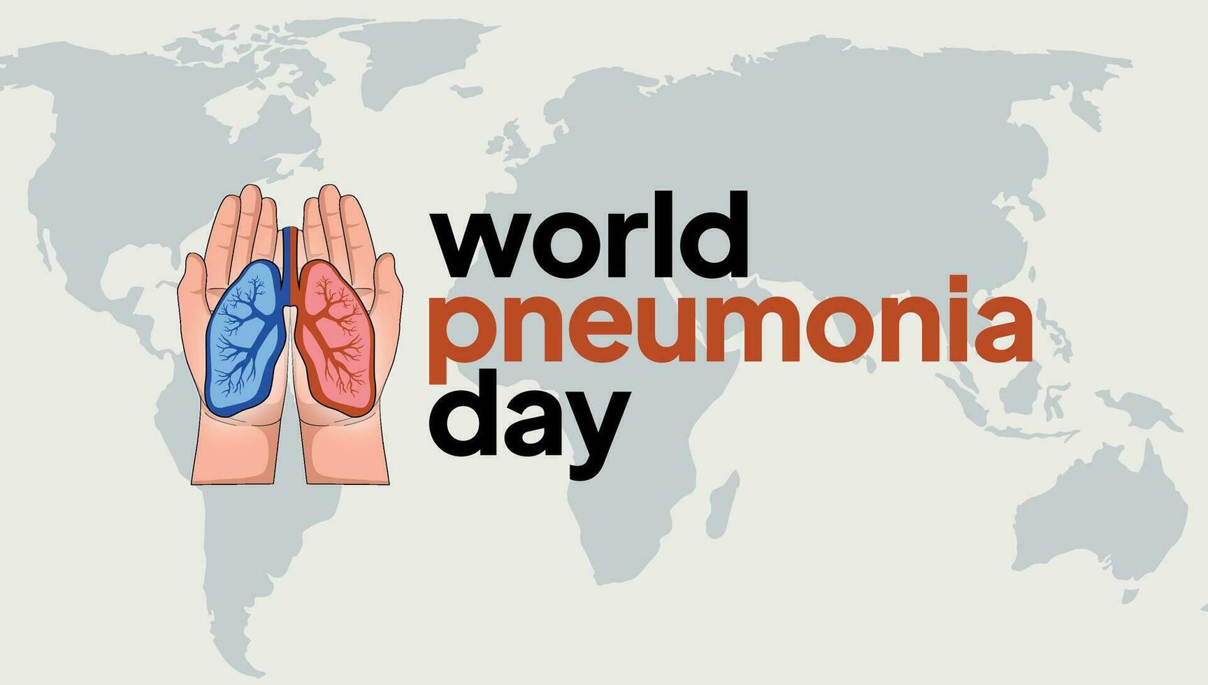 World Pneumonia Day background. Vector illustration of hands with lungs on the theme of World Pneumonia Day