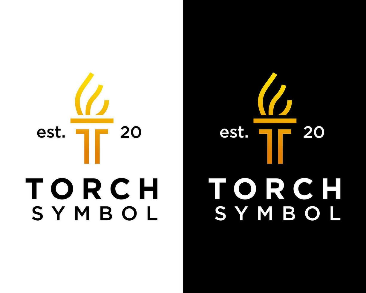 Torch fire simple logo design. vector