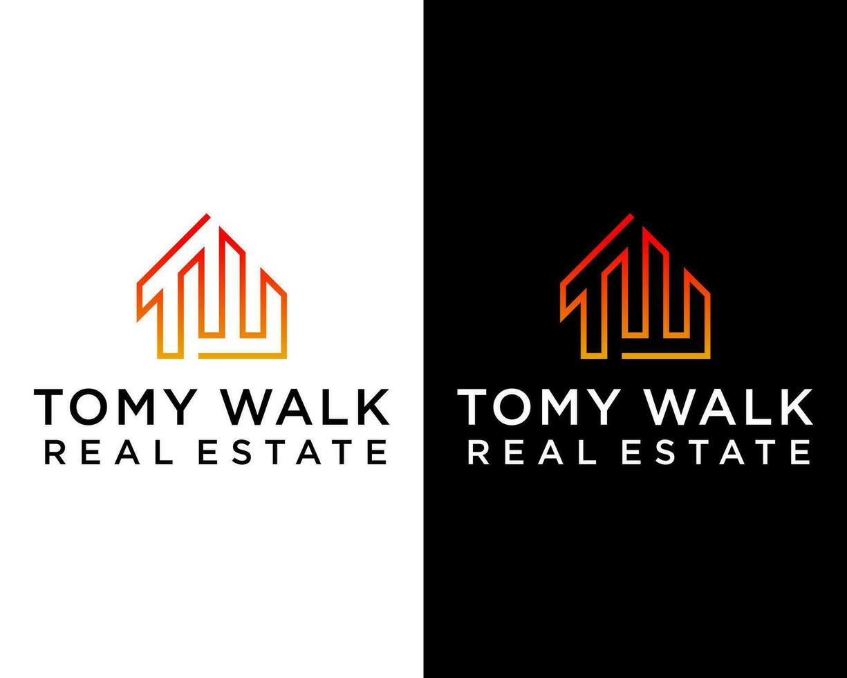 Letter TW monogram home real estate logo design. vector