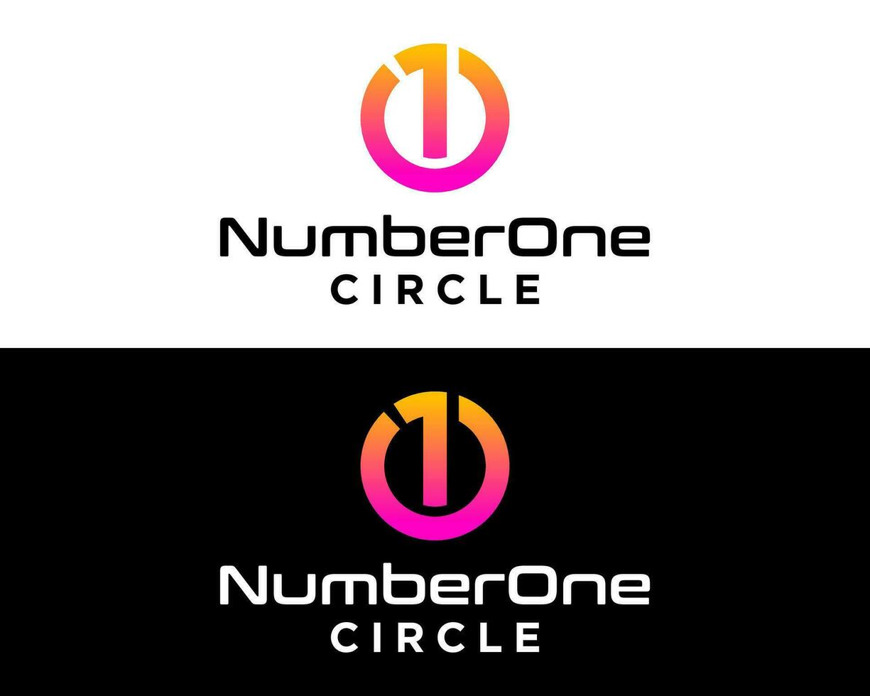 Number one bold circle logo design. vector
