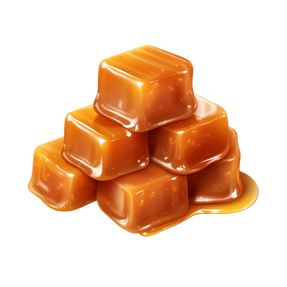 caramelo golosinas y caramelo salsa aislado en transparente antecedentes ai generativo png