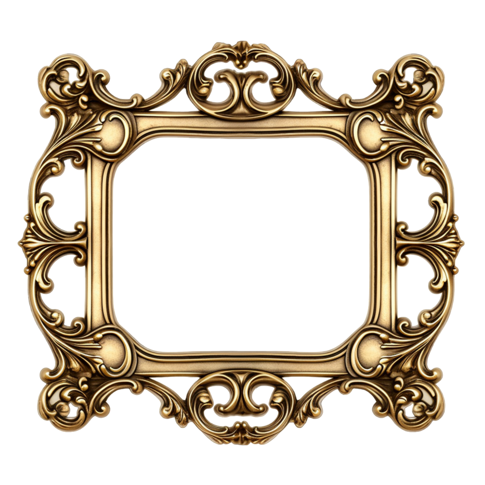 Vintage brass frame for a label, perfect for drawers png ai generative