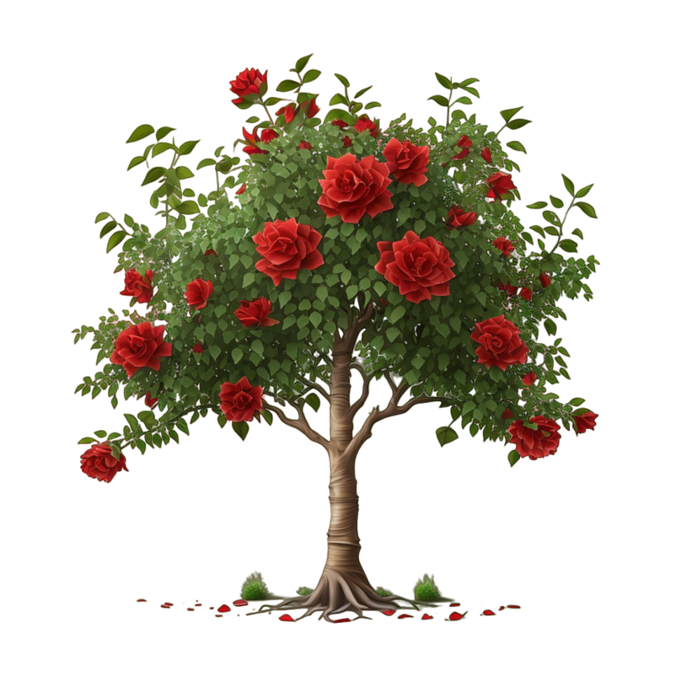 Red rose tree png images flower bush images tree ai generative