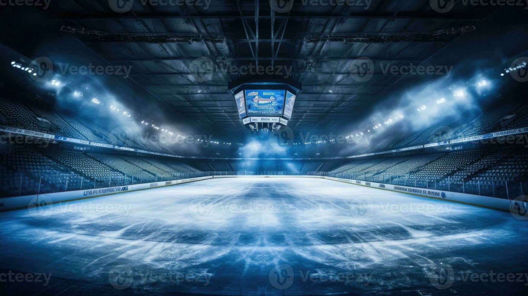 hockey hielo pista deporte arena vacío campo. vacío hockey estadio en el destacar foto