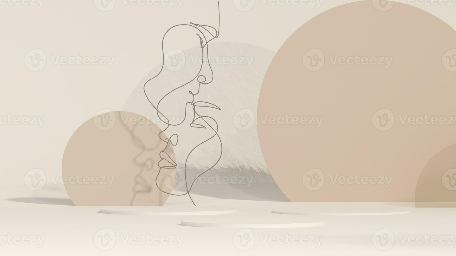 3D render wooden podium with glass wall, dry leaves of plants, showcase with shadows on pastel background Stage showcase on pedestal display beige studio, exhibitions, photo