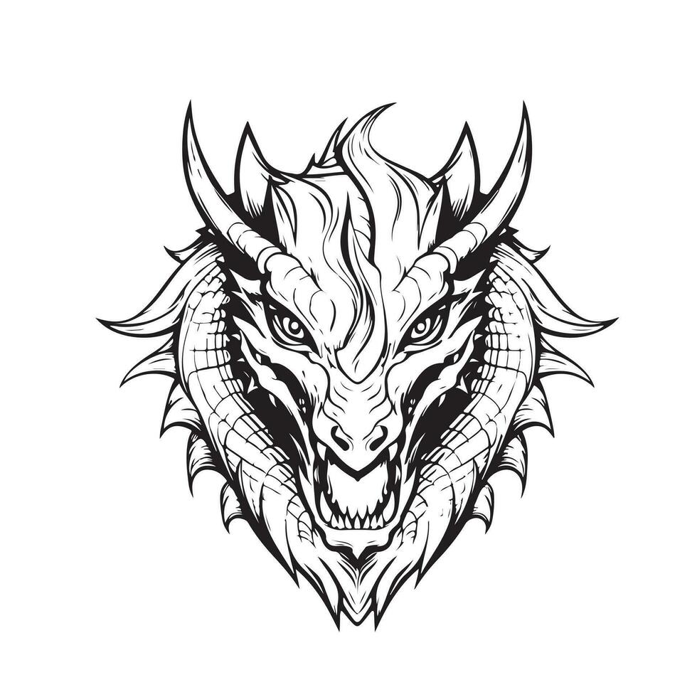 Angry Dragon sketch hand drawn. Symbol and sign of new year vector