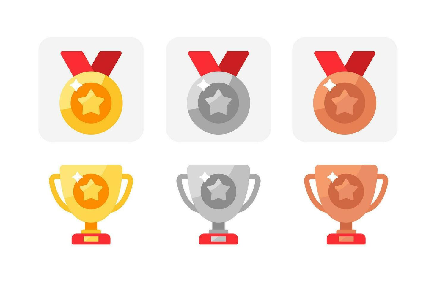 Set of Star Medal and Trophy icons vector