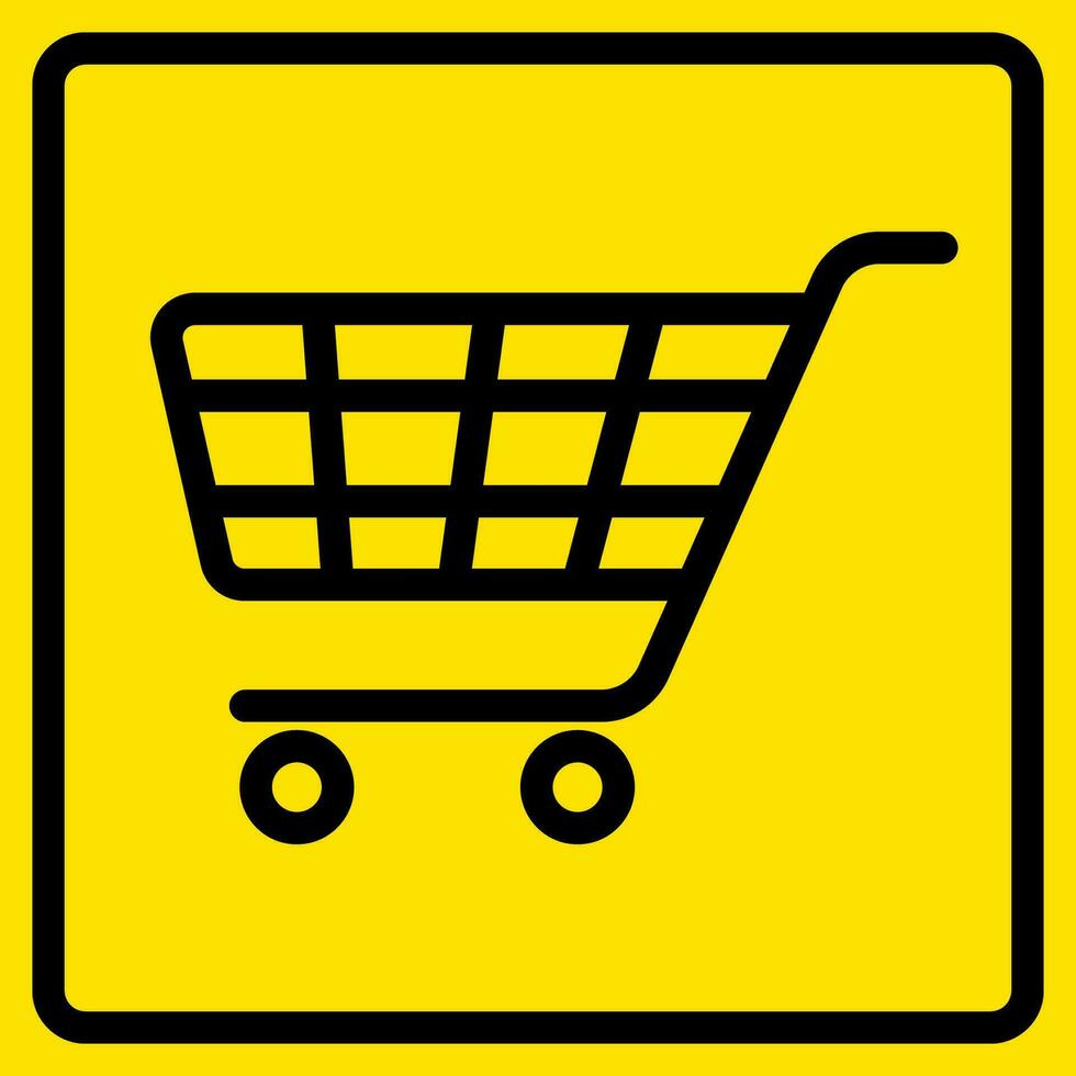 Shopping Carts Sign, Sticker With Yellow Background, For Print, Plot, Cut. vector