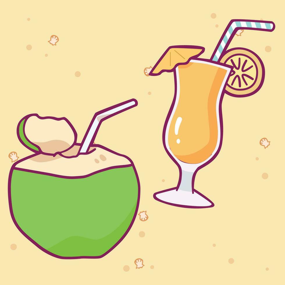 Summer Vibe Cartoon Icon. Vector icon with summer themed decoration and stuffs for holiday and season