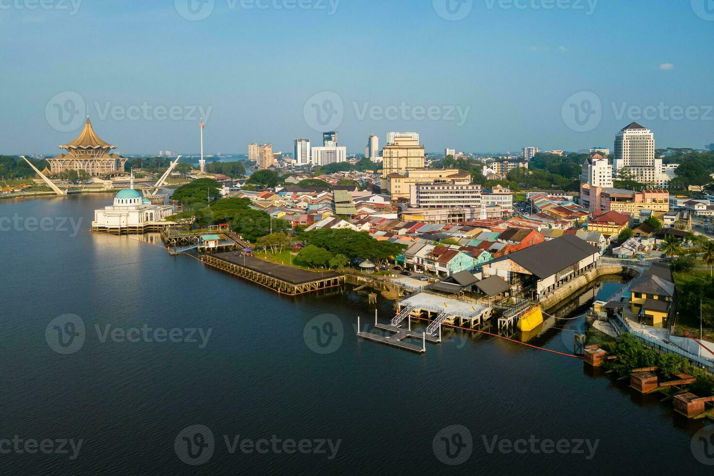 scenery of the waterfront of Sarawak river in Kuching, Sarawak, east Malaysia photo