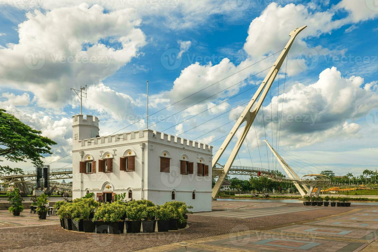 Square Tower, a former prison and now a clock tower in Kuching, Sarawak, Malaysia photo