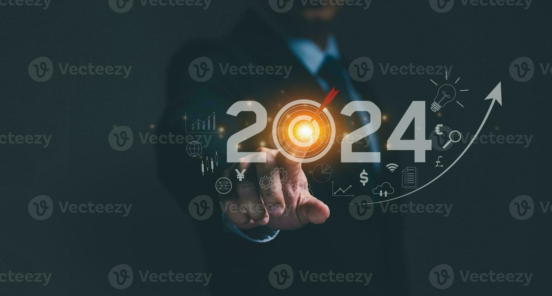 Business growth and development chart target company new year 2024. Financial, Planning, opportunity, challenge business strategy. Development to success and motivation. Artificial intelligence AI photo