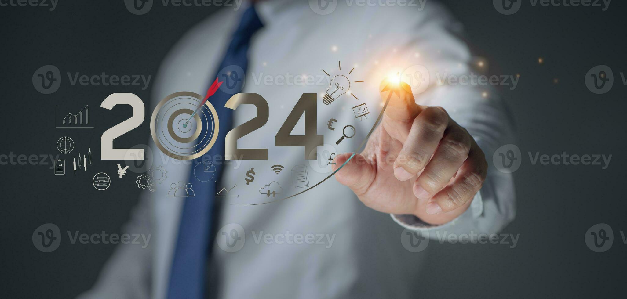 Business growth and development chart target company new year 2024