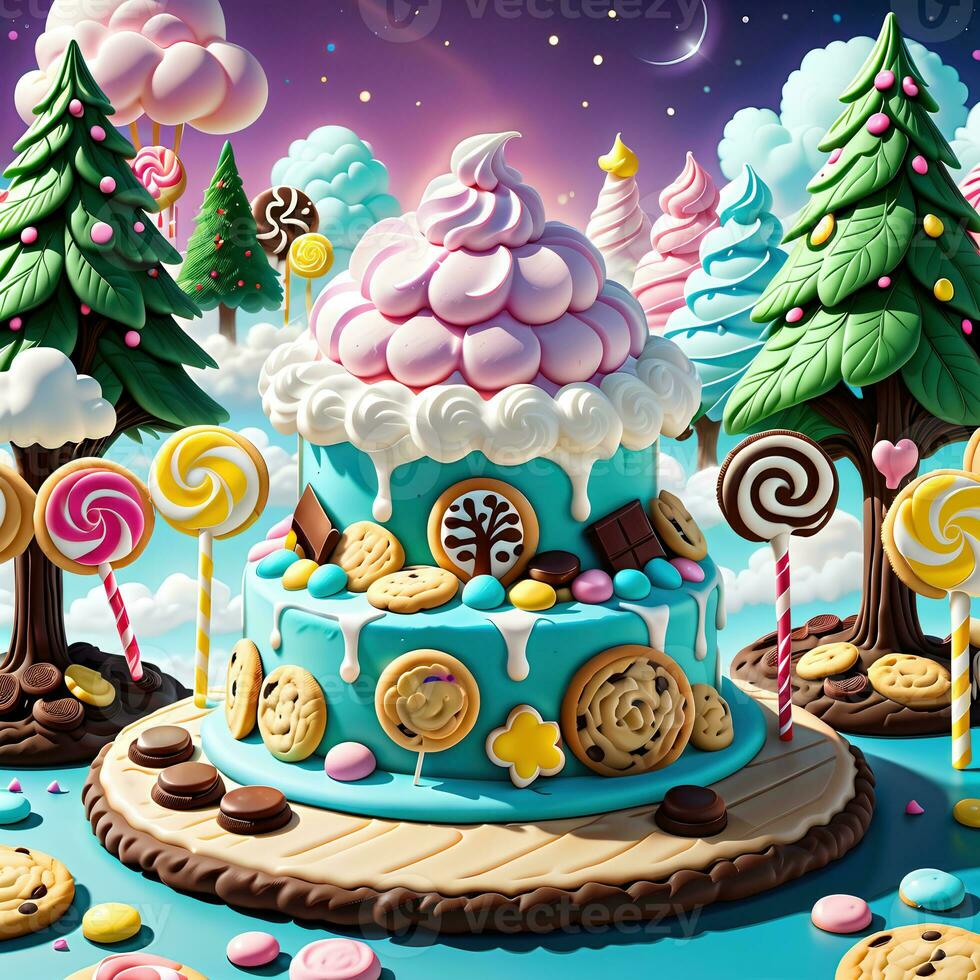 Stunning fantasy world made of cookies and cakes. Generative Ai 32086880 Stock Photo at Vecteezy