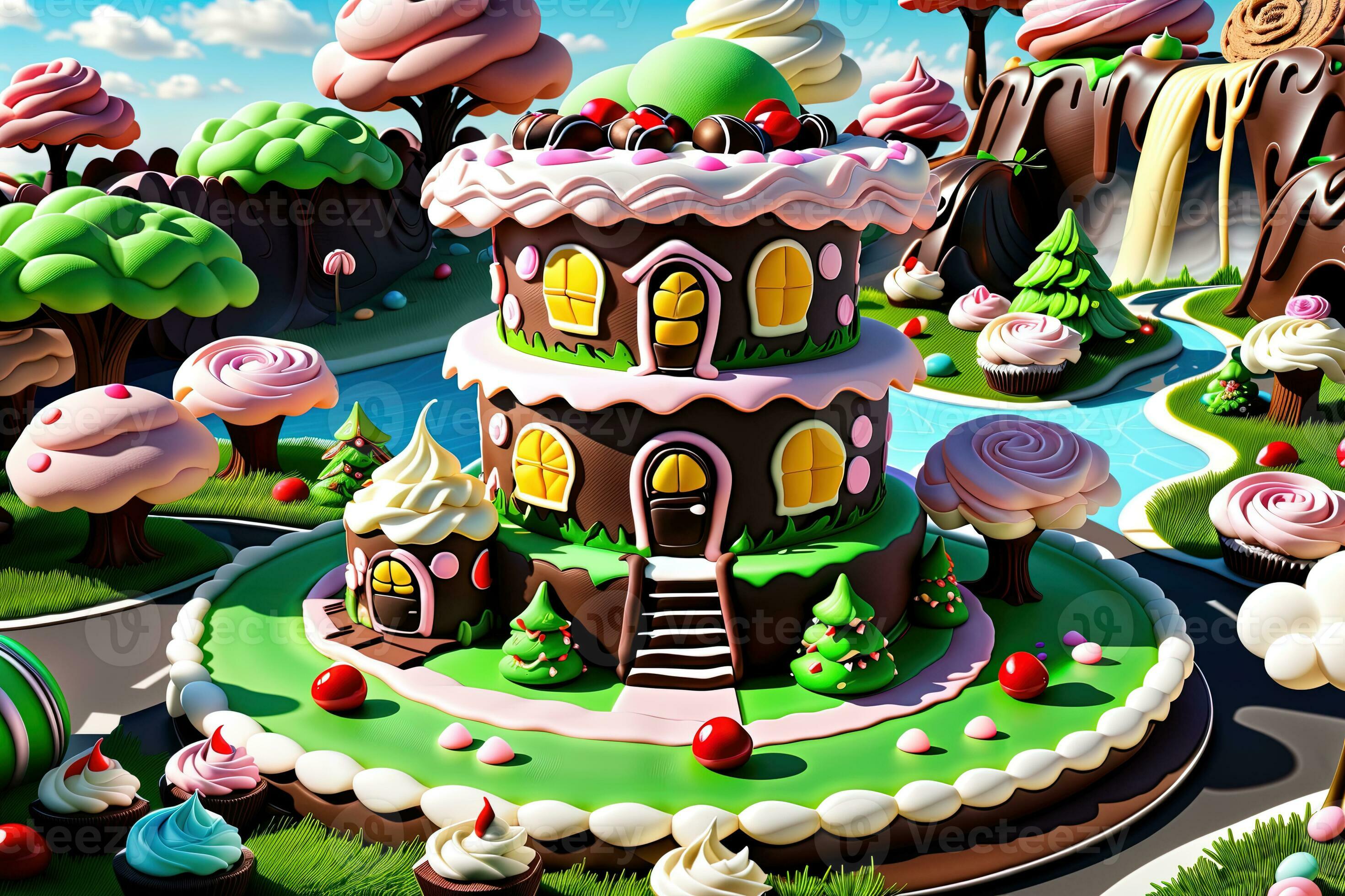 Stunning fantasy world made of cookies and cakes. Generative Ai 32086896 Stock Photo at Vecteezy