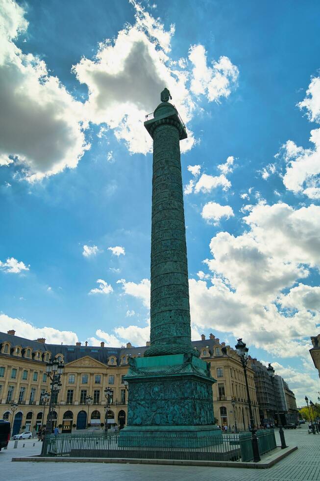 France, Paris, 20.08.2023, Place Vendome, known as Place Louis le Grand, and as Place Internationale, located to the north of the Tuileries Gardens and east of the Eglise de la Madeleine photo