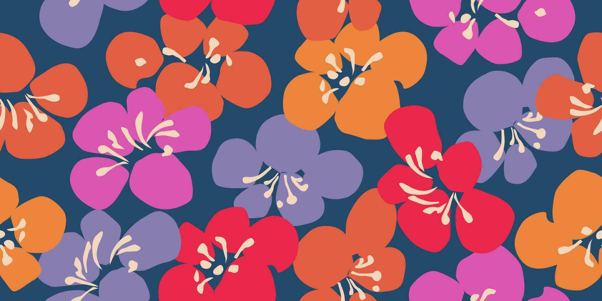 Hand drawn flowers, seamless patterns with floral for fabric, textiles, clothing, wrapping paper, cover, banner, interior decor, abstract backgrounds. vector