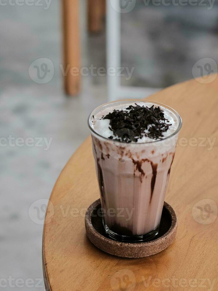 Chocolate Milskahe with topping grated chocolate photo
