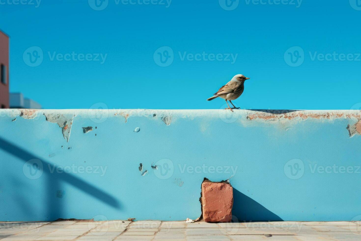 a bird sitting on the edge of a wall generative ai photo