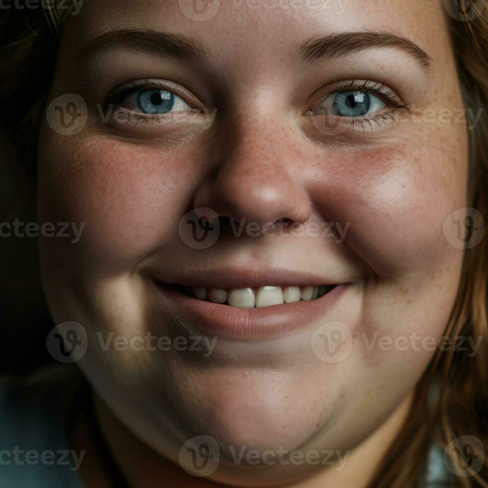 a close up of a woman with blue eyes generative ai photo