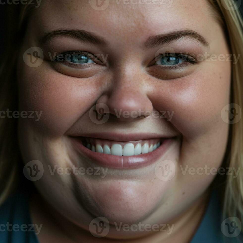 a close up of a woman with a smile on her face generative ai photo