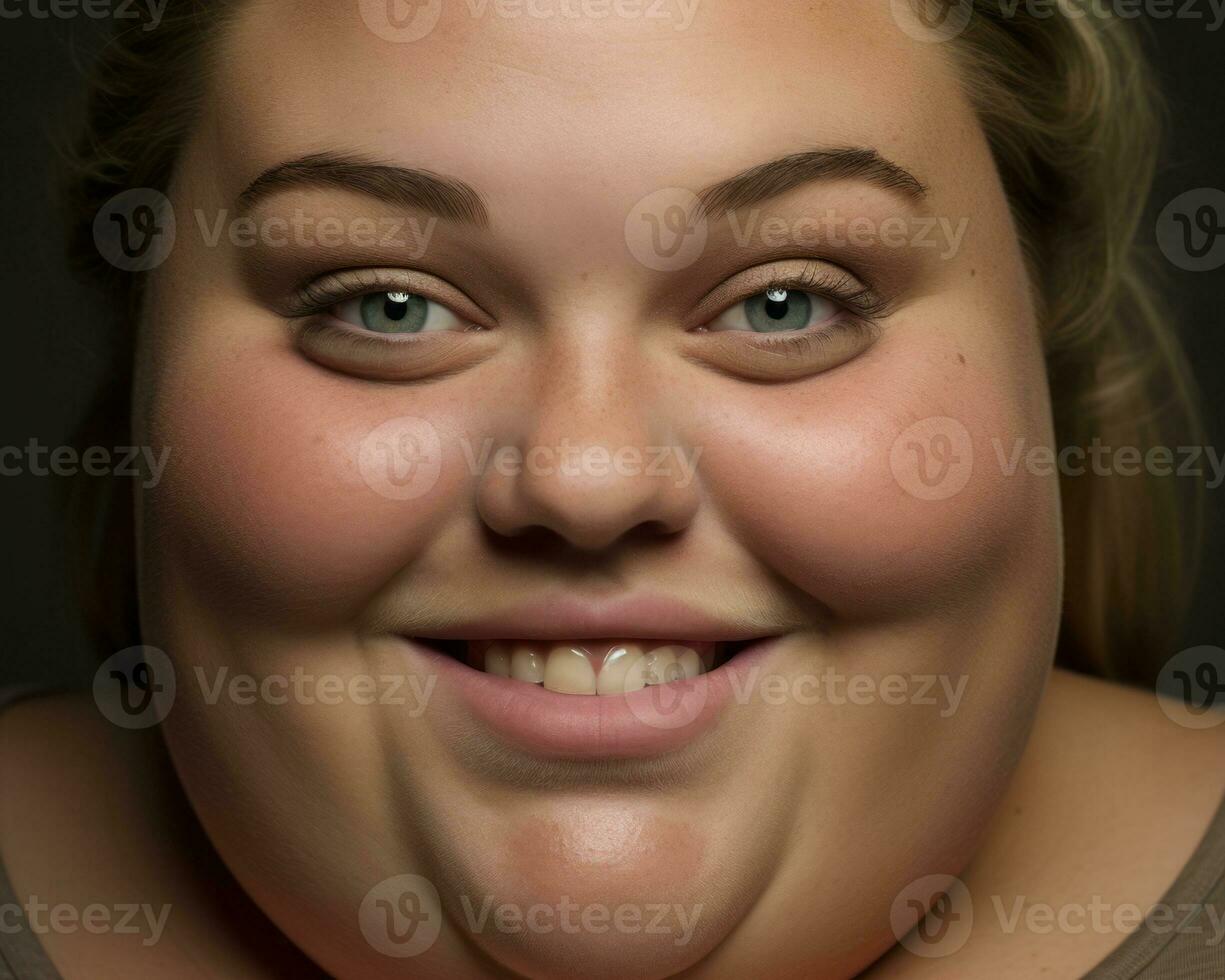 a close up of a woman with a big smile on her face generative ai photo