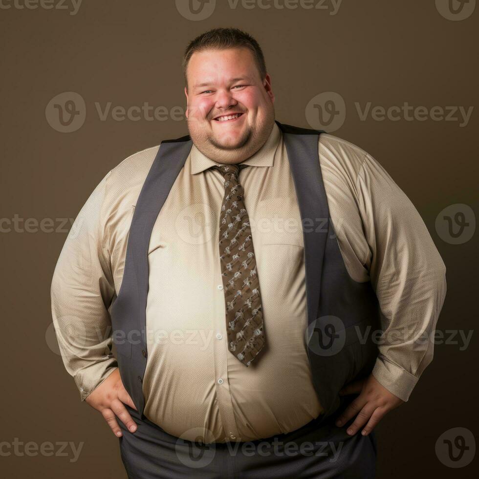 a fat man wearing a tie and a dress shirt generative ai photo