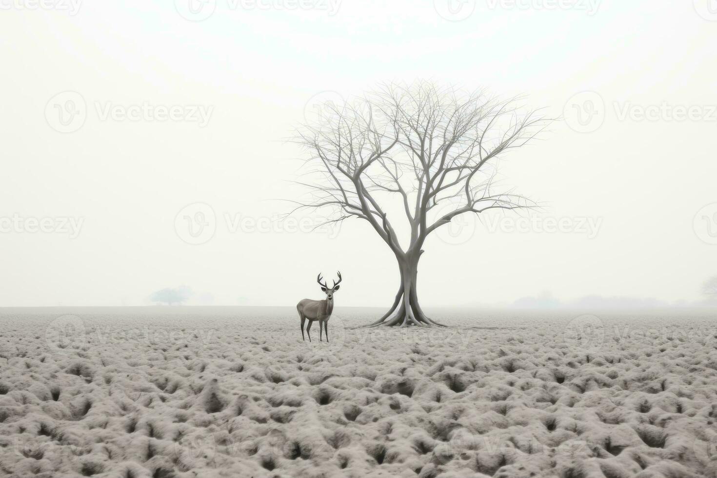 a lone deer stands in the middle of a field generative ai photo