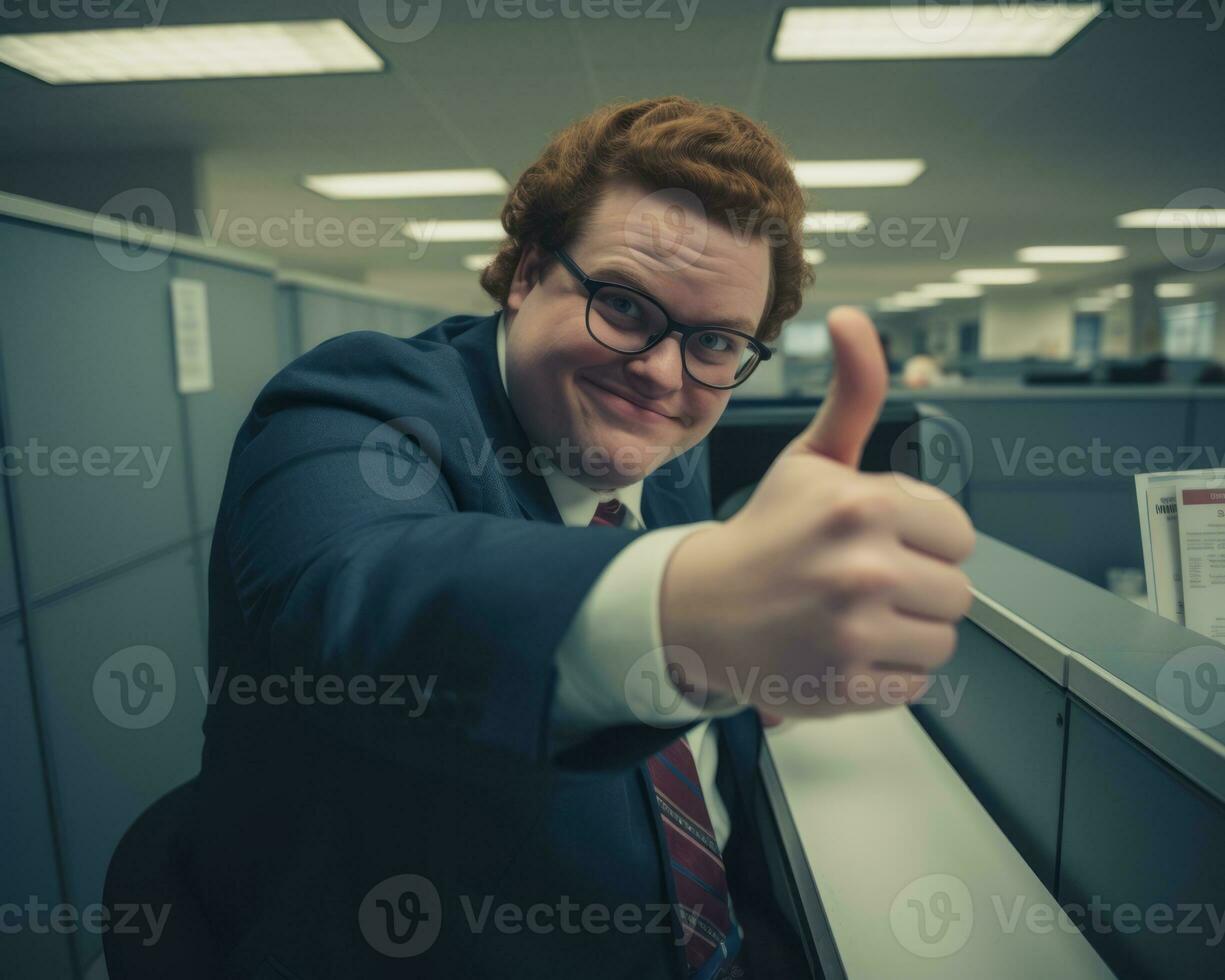 a man in a suit and tie giving a thumbs up generative ai photo