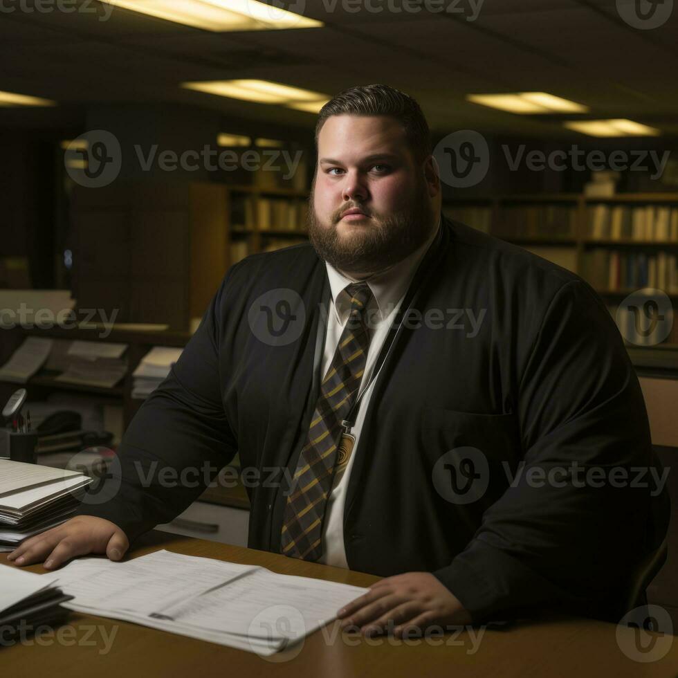 a man sitting at a desk generative ai photo