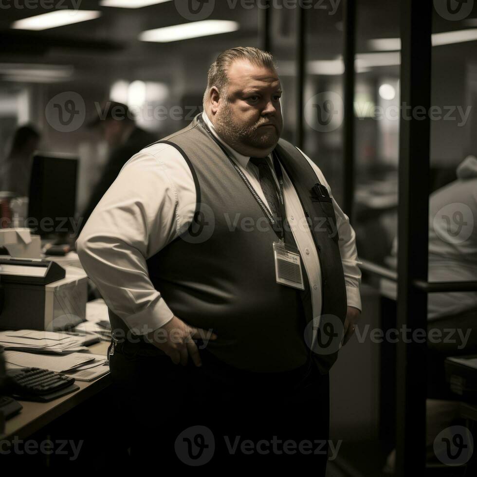 a man standing in an office with his hands on his hips generative ai photo