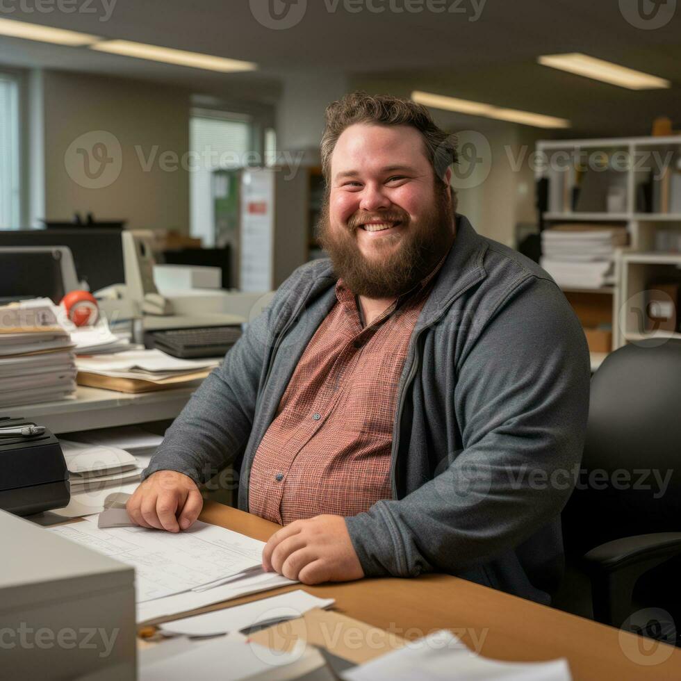 a man sitting at a desk generative ai photo