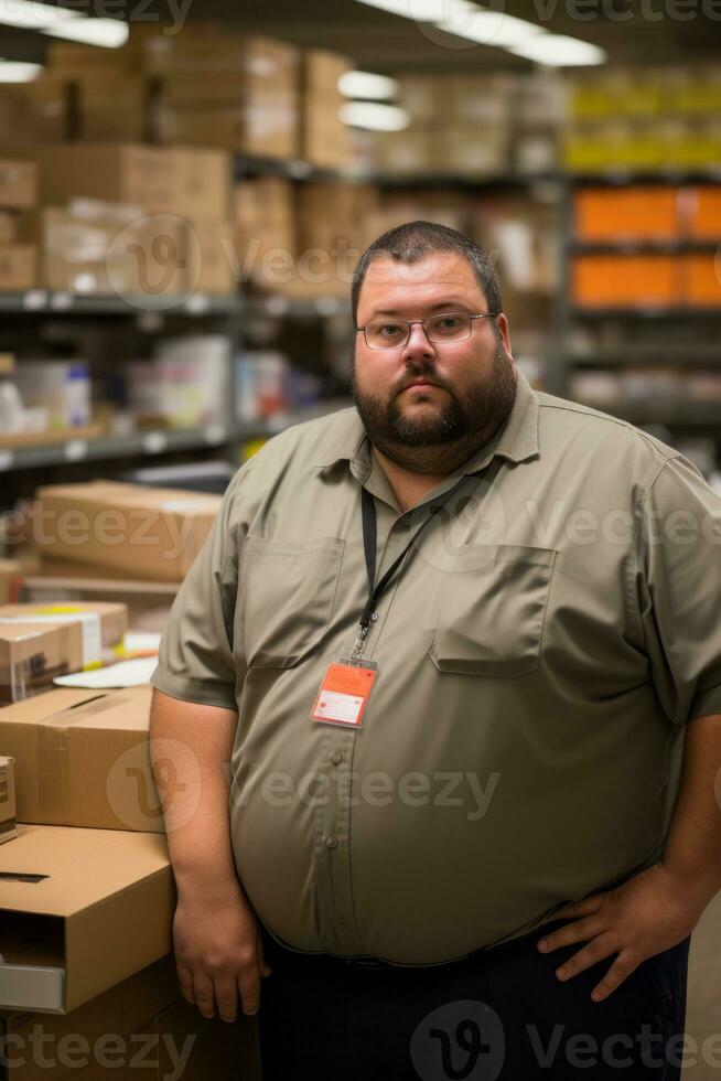 a man standing in a warehouse generative ai photo