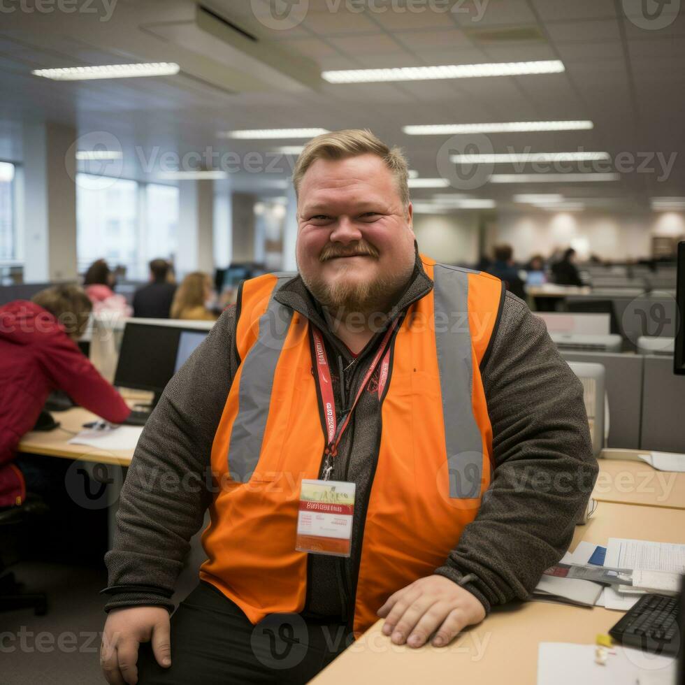 a man wearing an orange vest generative ai photo