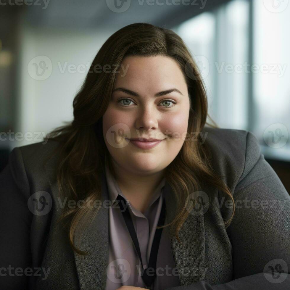 a woman in a business suit posing for a photo generative ai
