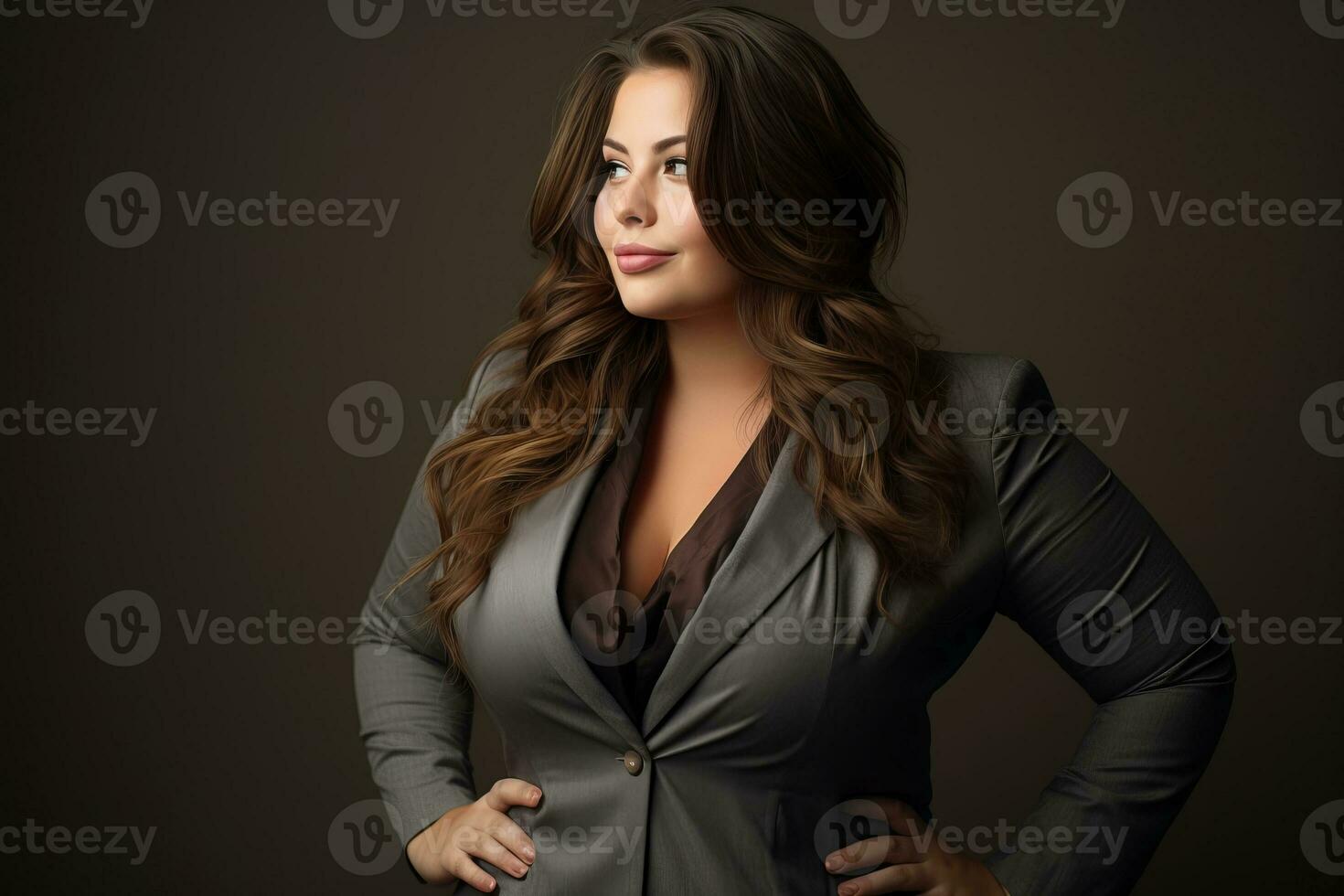 a woman in a business suit posing for the camera generative ai photo