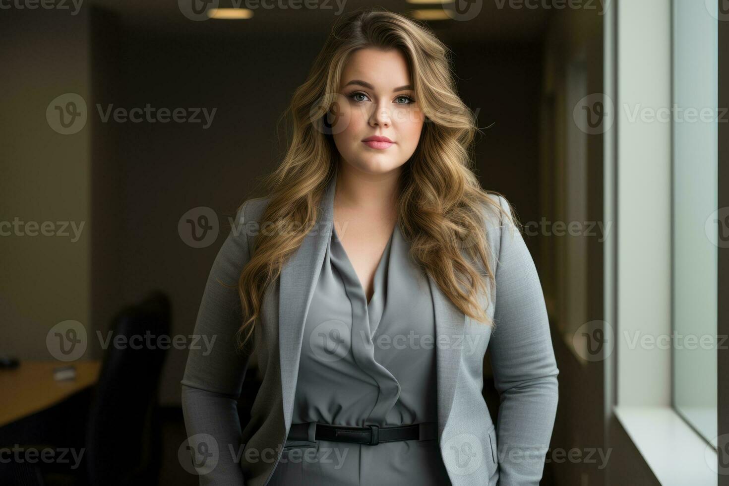 a woman in a business suit standing in an office generative ai photo