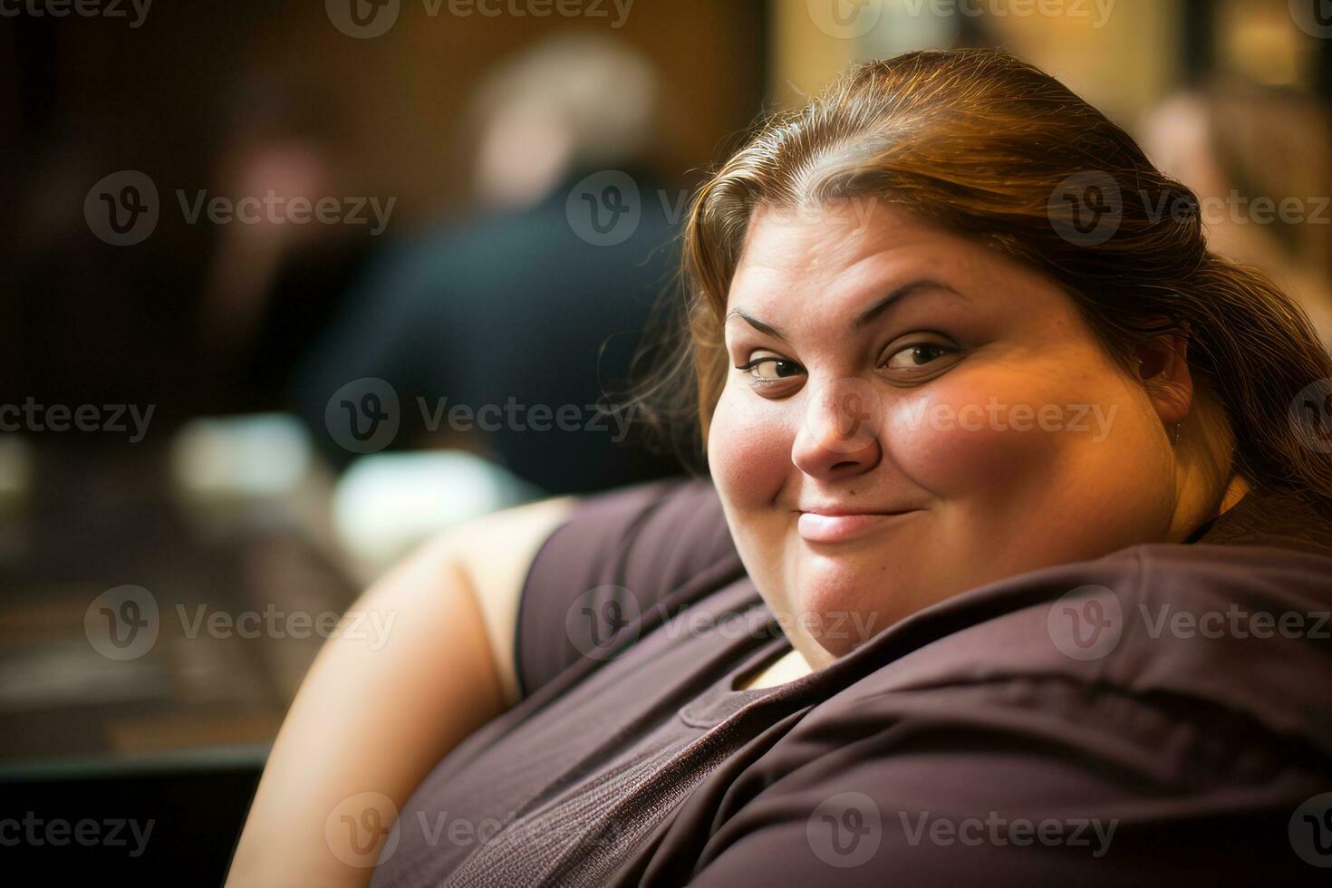 a woman sitting at a table with a plate of food in front of her generative ai photo
