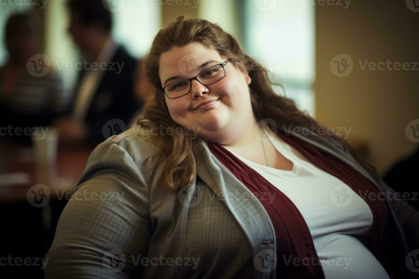 a woman sitting at a table generative ai photo